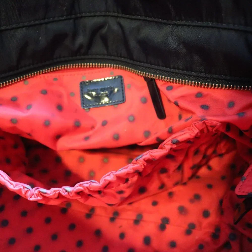 Kate Spade Large Quilted Nylon Black Diaper Bag patent leather handles Crossbody